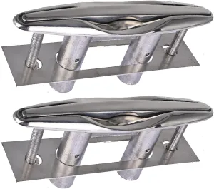 NovelBee 2pcs Boat Pull Up Flush Mount Cleats,Marine Dock Deck Cleat,316 Stainless Steel Retractable Low-Profile Mooring Rope Cleat with Backing Plate and Lock Nuts