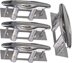NovelBee 4pcs Boat Pull Up Flush Mount Cleats,Marine Dock Deck Cleat,316 Stainless Steel Retractable Low-Profile Mooring Rope Cleat with Backing Plate and Lock Nuts