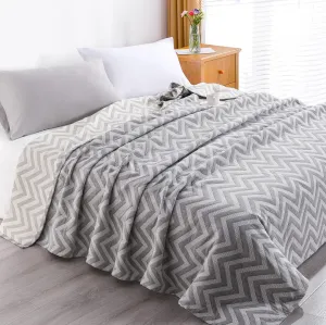 NTBAY 3 Layers Cotton Muslin 88x92 Queen Bed Blanket, Super Soft Breathable Thermal Yarn Dyed Quilt for Adults, Perfect Lightweight Blanket for Couch Sofa Bed All Seasons, Chevron