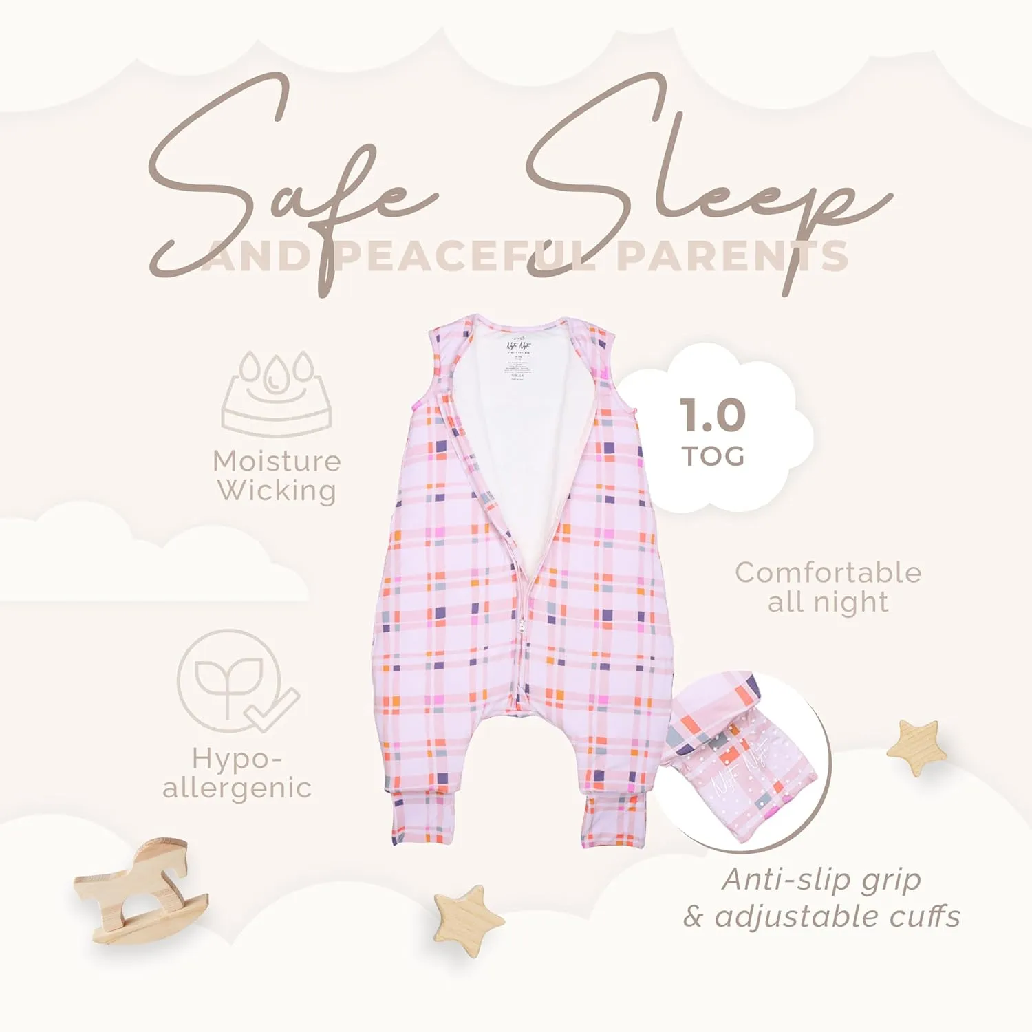 Nyte Nyte Baby - 1.-TOG Sleeveless Sleep Sack, Soft Baby & Toddler Sleeping Sack