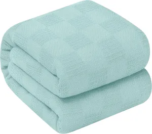 Oakias 100% Cotton Blanket Queen Mint - 350 GSM 90 x 90 InchesSoft Thermal Blanket Queen Size - Throw Blanket Lightweight, Breathable & Durable Summer Blanket for Bed, Couches & Living Room