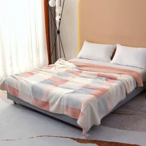 Oeko-Tex Certified Sherpa Fleece Blanket, Ultra Soft Aztec Pattern Throw for All Seasons, Reversible Plush & Bohemia, Machine Washable, Bed, Couch, Camping (Pink Square, 80'' × 90'')