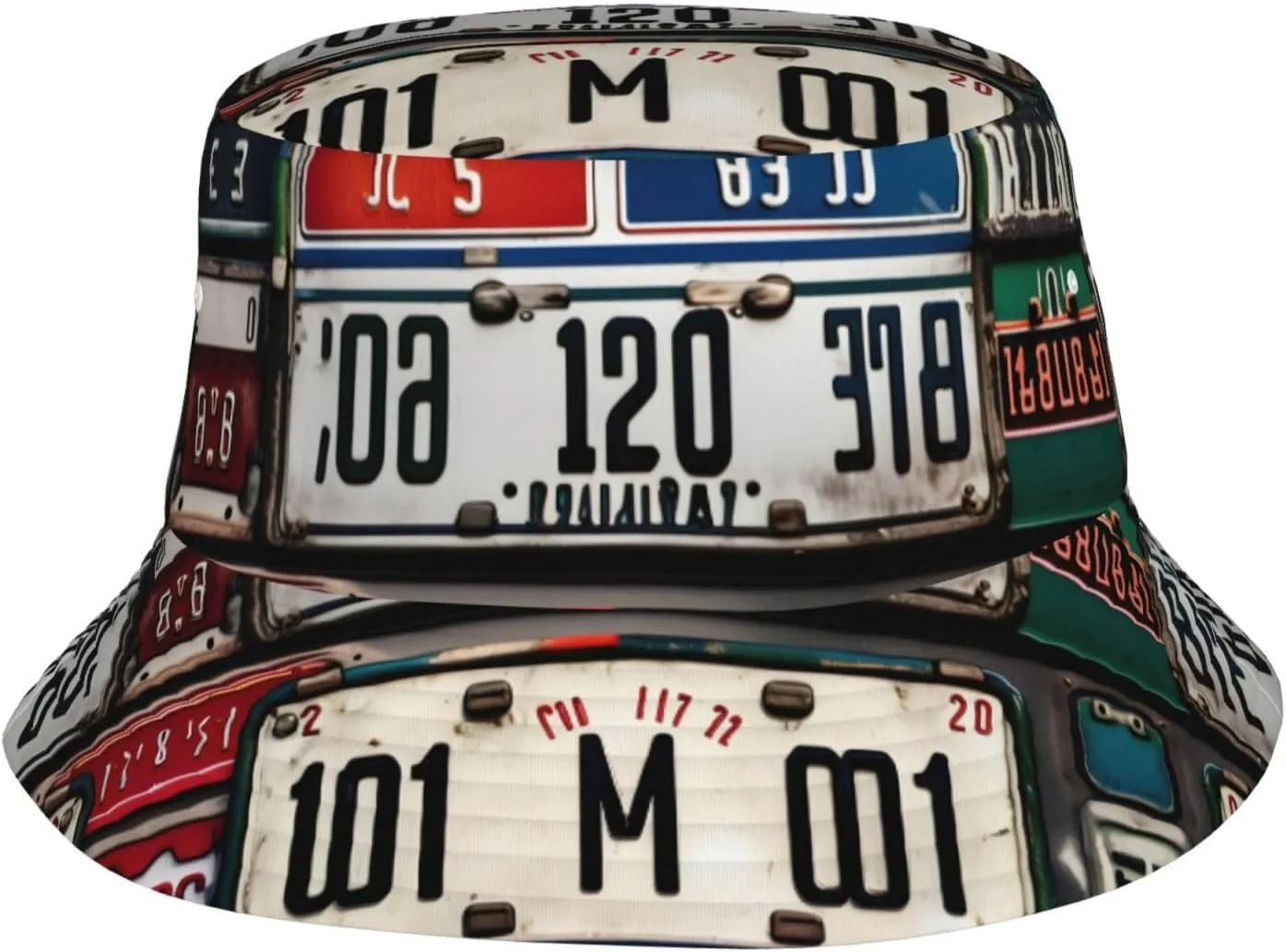 Old License Plate Print Sun Hats for Men Women Boonie Hat Foldable Fishing Hat Bucket Hat for Fishing Hiking Black