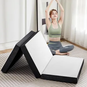 OLIXIS Tri-fold Memory Foam Mattress - 4 Inch Single Size Portable Floor Bed, Foldable Mat for Kids and Adults, Collapsible and Washable Cover with CertiPUR-US Certified, for Travel & Camping & Yoga