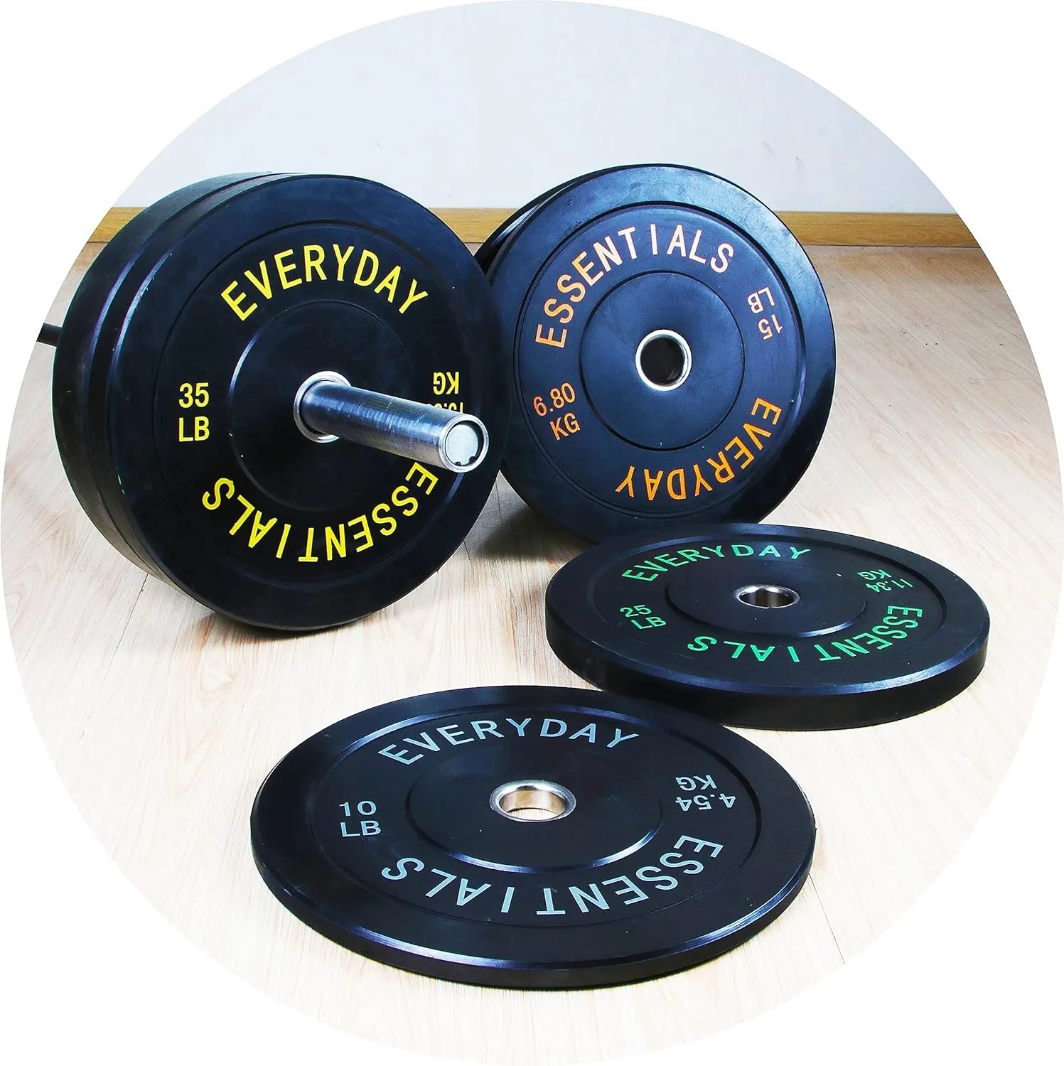 Olympic Bumper Plates with Steel Hub 2-Inch Weight Plates for Strength Training & Weightlifting, Pairs or Sets or Sets with Barbell
