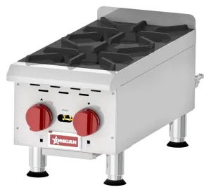 Omcan CE-CN-HP212M Countertop Stainless Steel Gas Hot Plate with 2 Burners