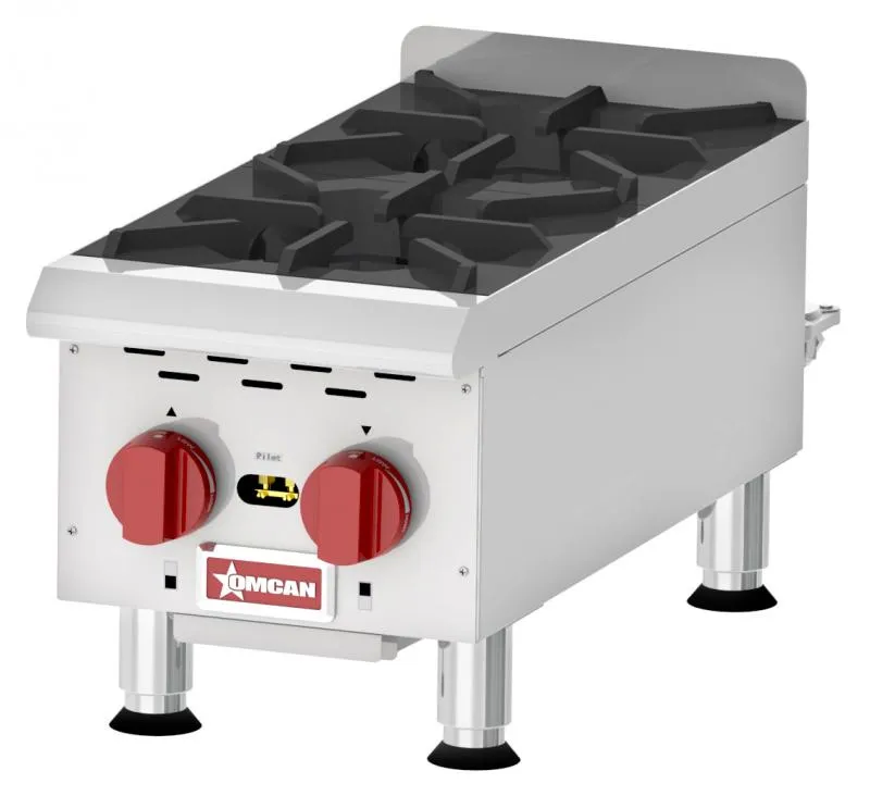 Omcan CE-CN-HP212M Countertop Stainless Steel Gas Hot Plate with 2 Burners