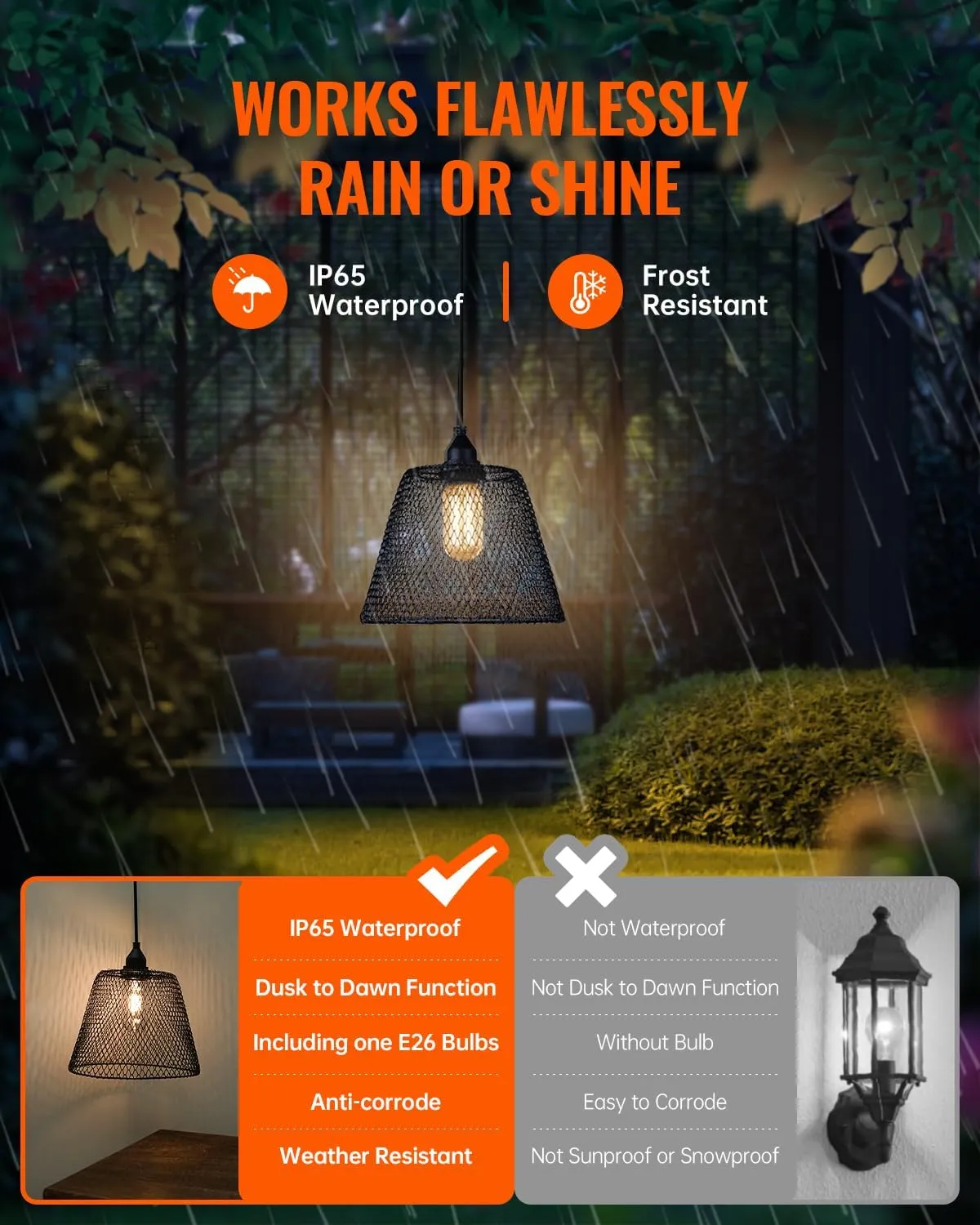OMED Hanging Solar Powered Outdoor Rechargeable Dusk to Dawn Waterproof Remote Control Pendant Lights Dimmable LED Camping Lights for Gazebo Shed Garage Patio and Yard