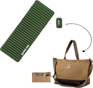 OneTigris Camping Sleeping Pad Camping Storage Bag with Removable Tool Roll Bag- 36L Waxed Canvas Tote Bag