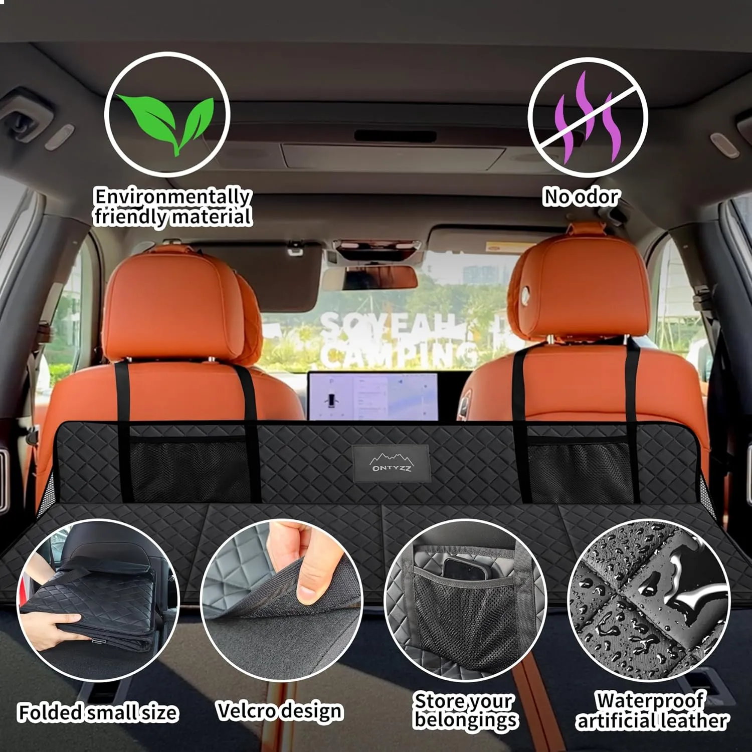 ONTYZZ Car Rear Seat Mattress Extension Plate Foldable Car Back Seat Extender Increase Trunk and Car Bed Camping Space