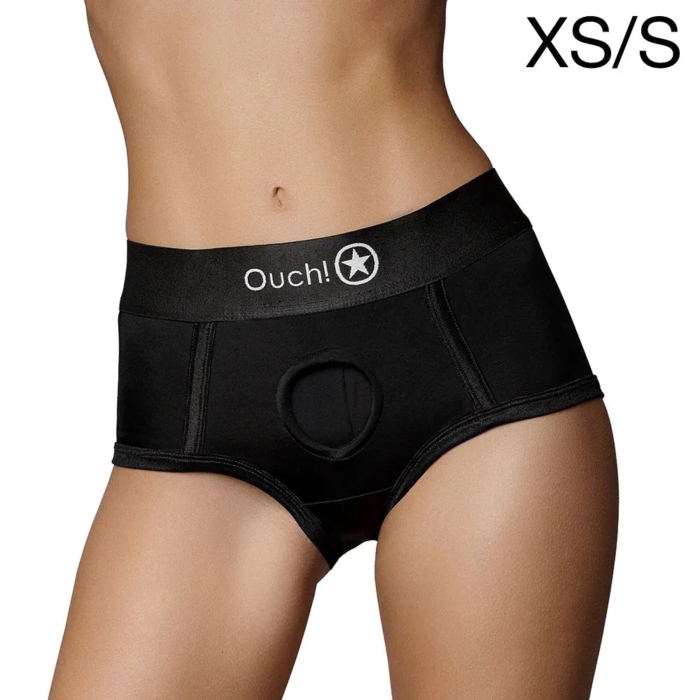 Ouch! Vibrating Strap on Brief Harness - Black