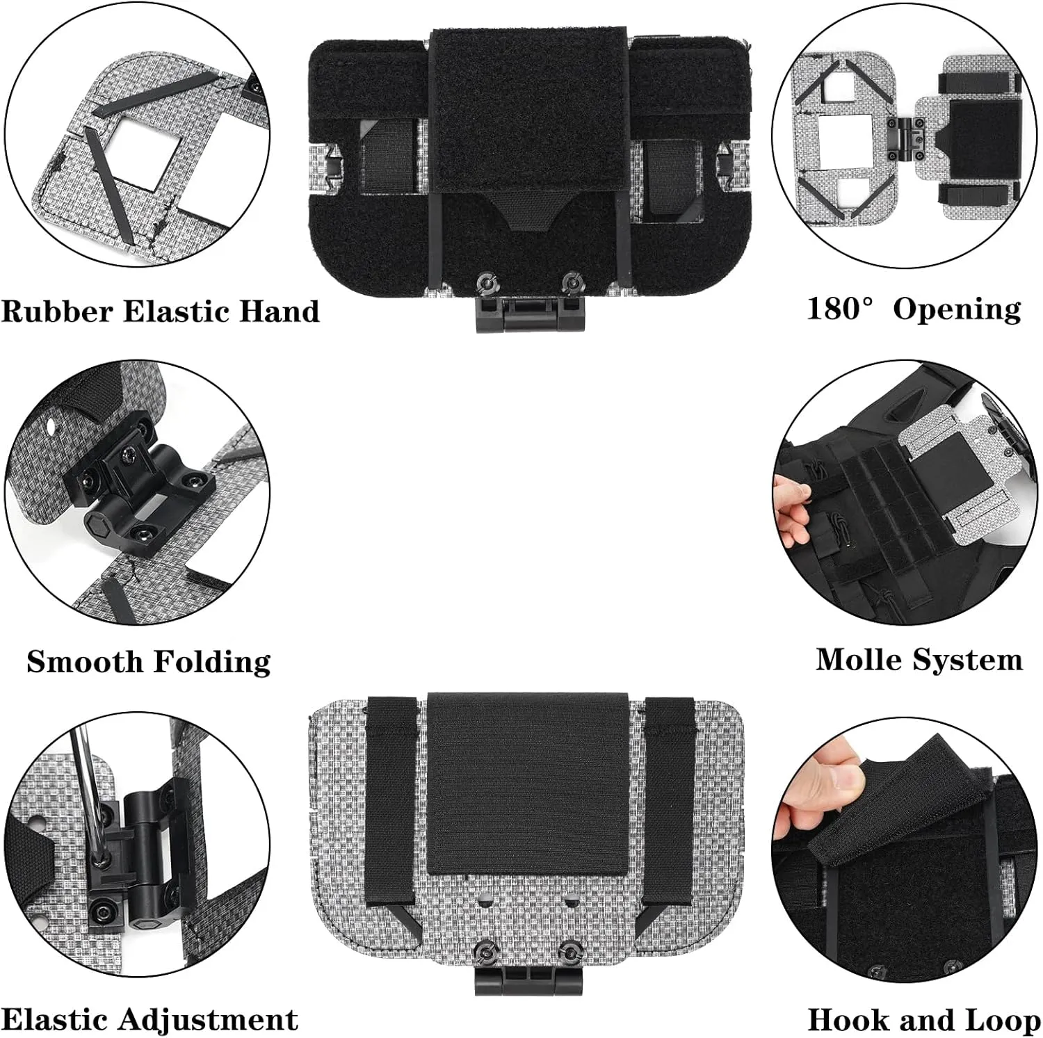 Outdoor Molle Phone Carrier, Lightweight Foldable Navigation Board with Wide Angle Phone Holder, Chest Rig Hovering Mount for Multi-Functional Vests