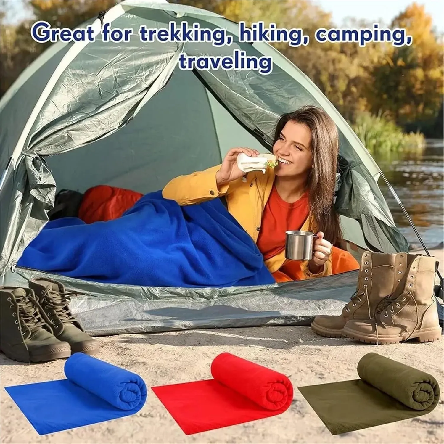 Outdoor Portable Fleece Sleeping Bag Ultra-Light Polar Travel Sheets for Adults Outdoor Camping Tent Bed Warm Sleeping Bag Liner