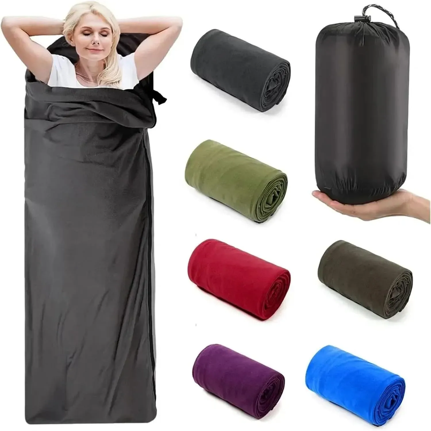 Outdoor Portable Fleece Sleeping Bag Ultra-Light Polar Travel Sheets for Adults Outdoor Camping Tent Bed Warm Sleeping Bag Liner