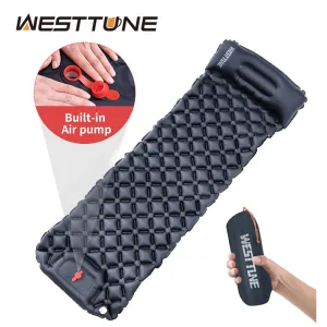 Outdoor Sleeping Pad Camping Inflatable Mattress Built-in Pump Ultralight Air Cushion Travel Mat