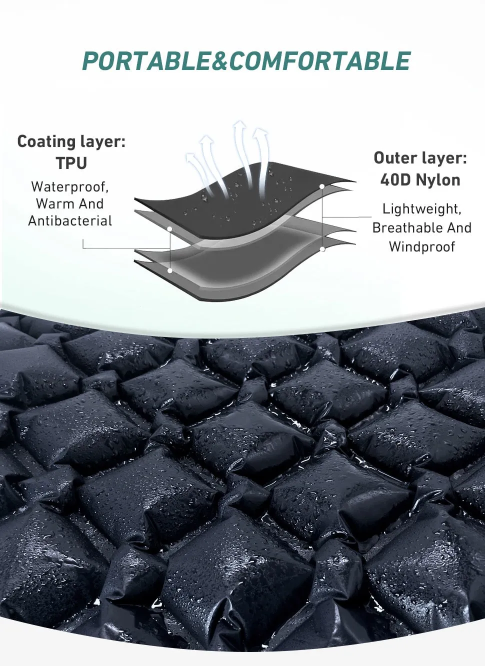 Outdoor Sleeping Pad Camping Inflatable Mattress Built-in Pump Ultralight Air Cushion Travel Mat
