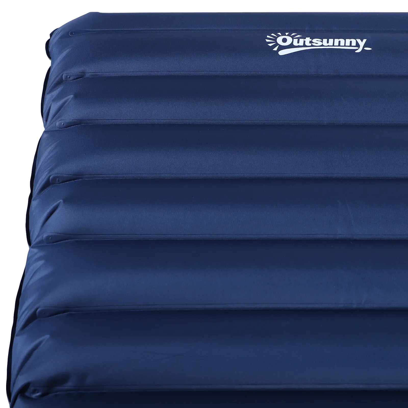 Outsunny 2 Person Camping Inflating Sleeping Mat Inflatable Mattress Ultralight Folding Bed Portable Air Pad for Outdoor Backpacking Hiking Travel - Blue