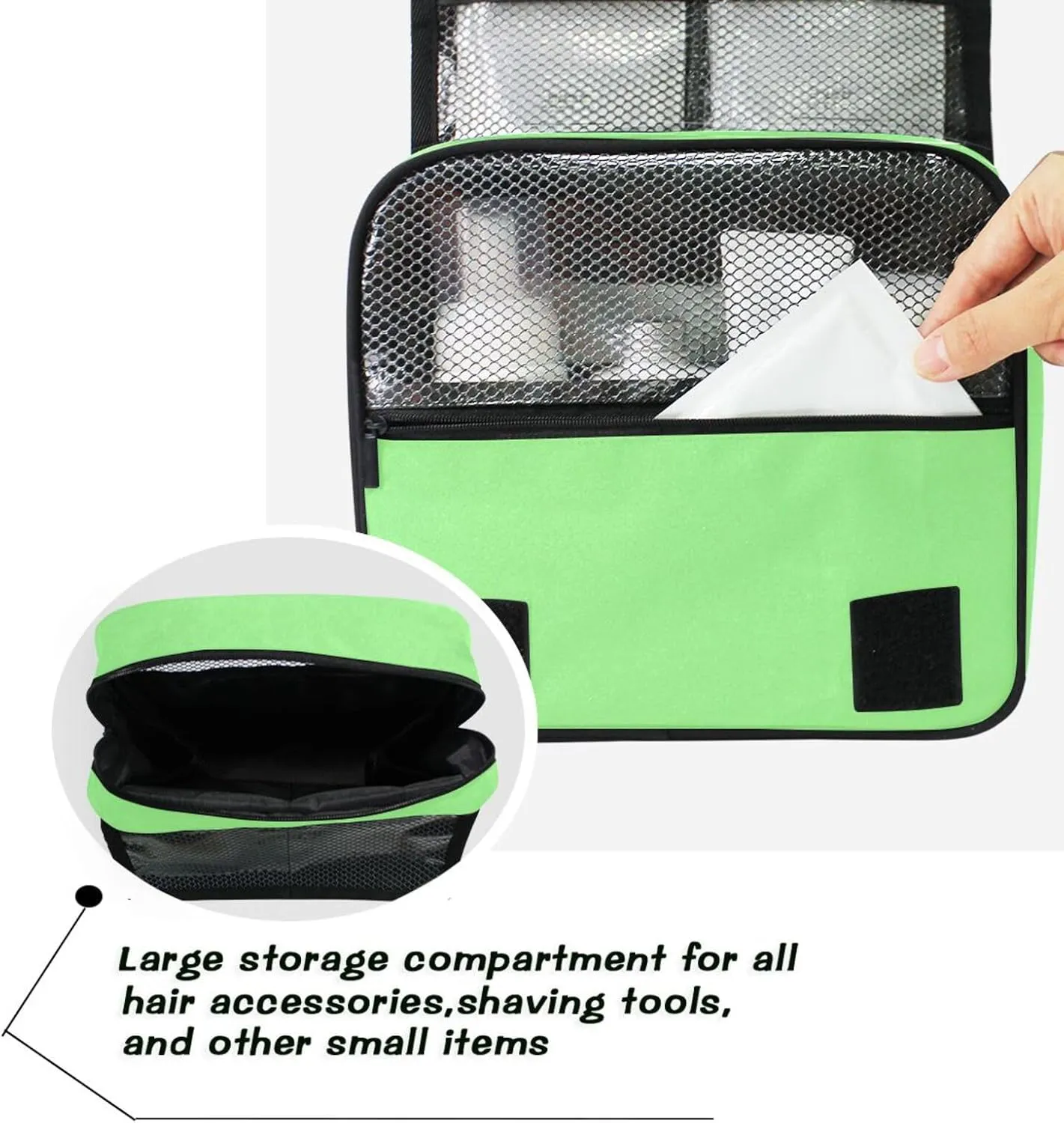 Pale Green Custom Toiletry Bag Personalized Name Makeup Cosmetic Bag Cosmetic Case Large Capacity Travel Toiletry Organizer for Brush Toiletries Shaving Storage