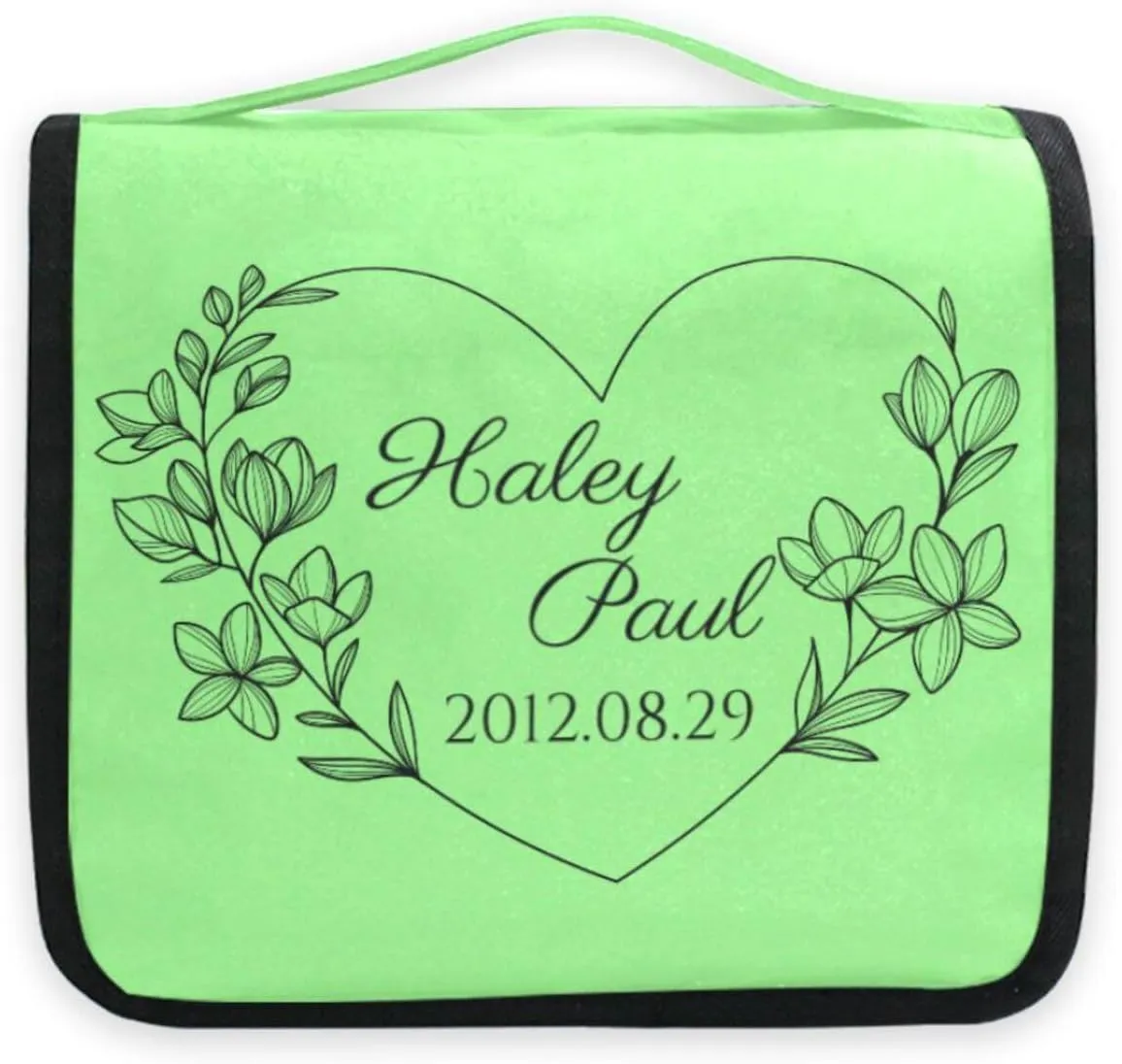 Pale Green Custom Toiletry Bag Personalized Name Makeup Cosmetic Bag Cosmetic Case Large Capacity Travel Toiletry Organizer for Brush Toiletries Shaving Storage
