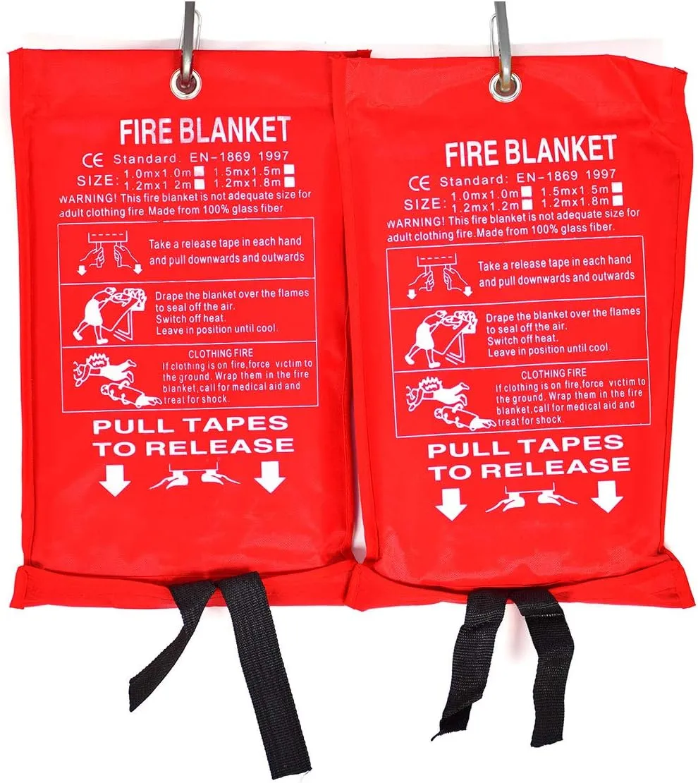 Parcil Safety PD-452 Emergency Fire Blanket (Pack of 2) Car Emergency Kit Fire Extinguisher for Home & Kitchen, Woven Fiberglass Household Essentials, Chemical Free, No Mess, Large