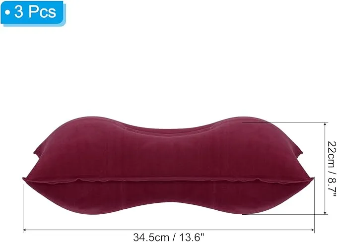 PATIKIL Inflatable Pillow, 3 Pack Ultralight Camping Travel Pillow Desk Rest Neck Support for Hiking Backpacking Office, Wine Red