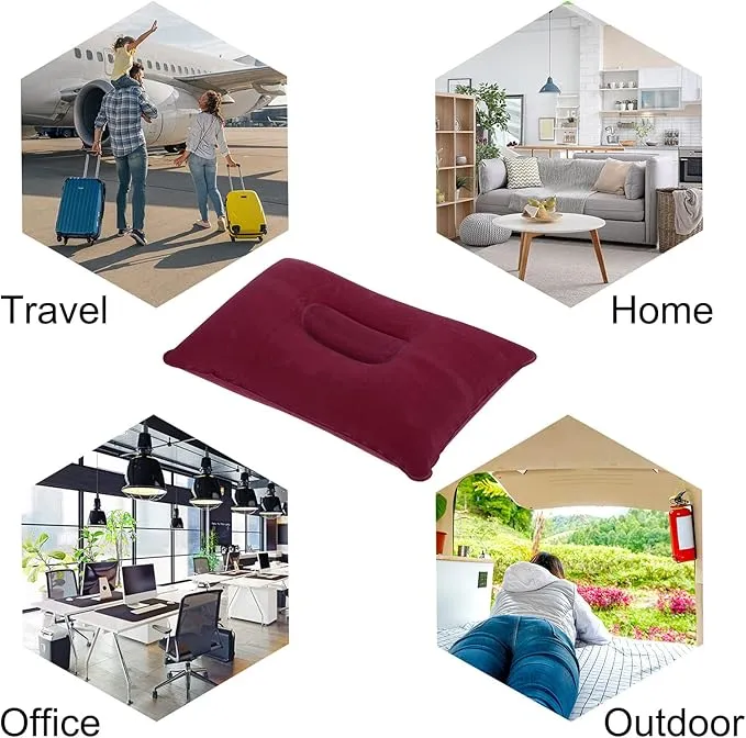 PATIKIL Inflatable Pillow, 3 Pack Ultralight Camping Travel Pillow Desk Rest Neck Support for Hiking Backpacking Office, Wine Red
