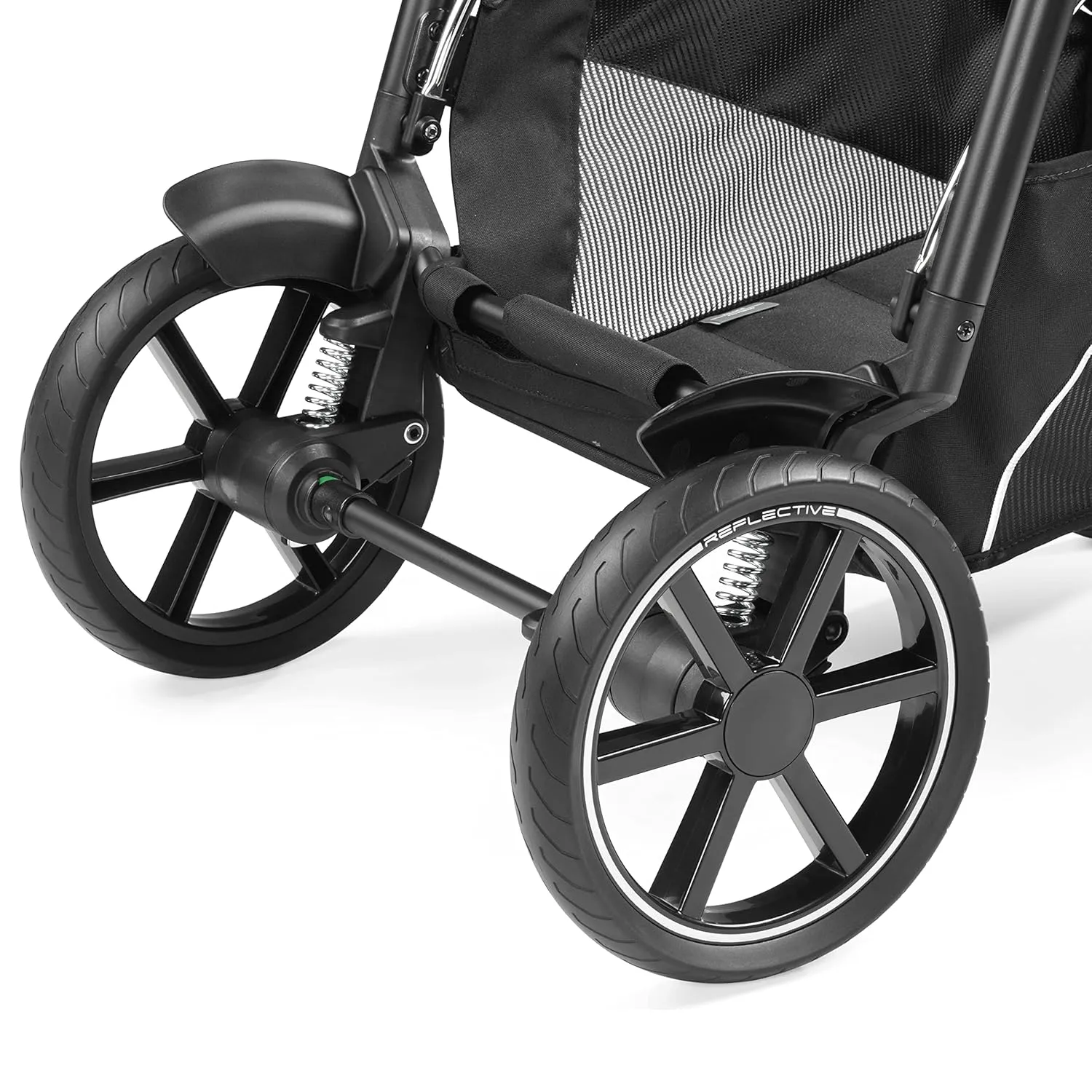 Peg Perego Veloce - Compact Full Featured Lightweight Stroller - Compatible with All Primo Viaggio 4-35 Infant Car Seats - Made in Italy - Licorice (Black & Black eco-Leather)