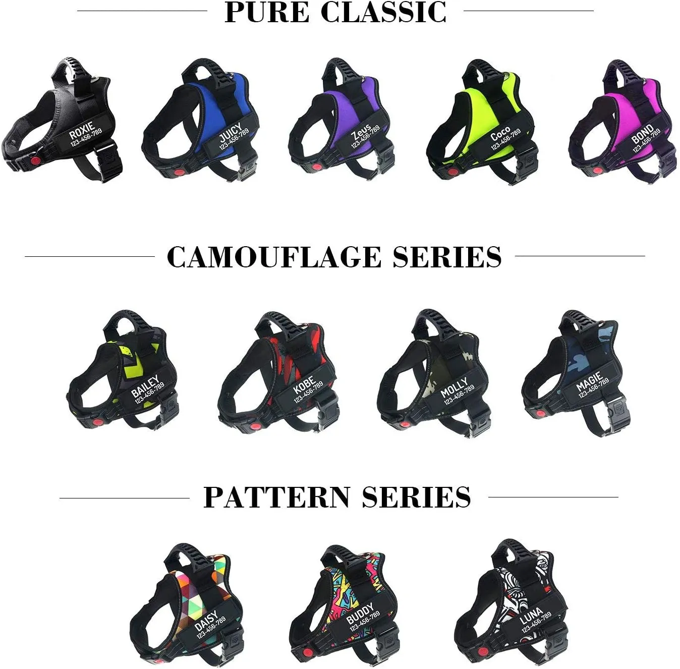 Personalized No Pull Dog Harness with Custom Name and Phone Number by PawPawify, Heavy Duty Pet Vest to Prevent Tugging, Pulling, or Choking, Training and Walking S Chest 20-25in Blue