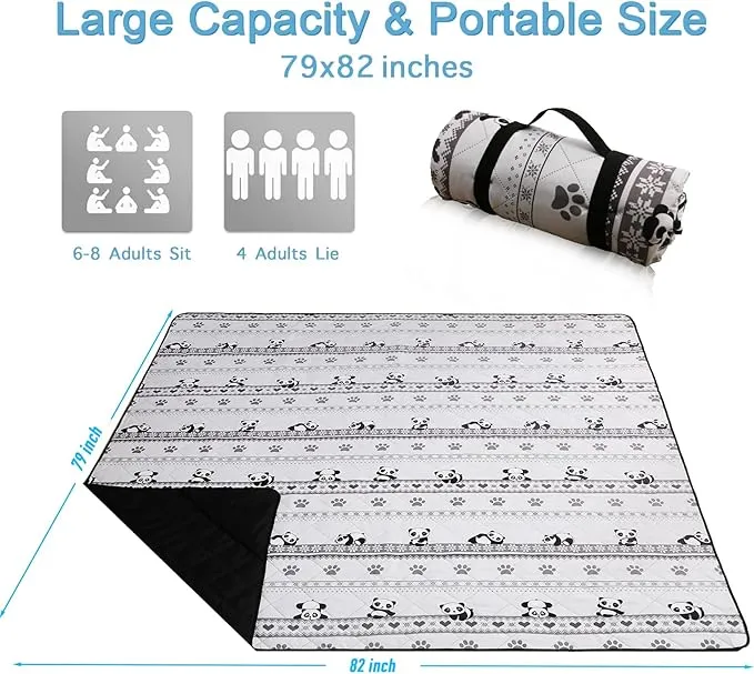 Picnic Blanket Extra Large(79" x 82"), 3-Layer Thickening Camping Blanket, Machine Washable Outdoor Blanket, Wear-Resistant, Soft and Comfortable, Sandproof Beach Mat for Beach, Park, Lawn