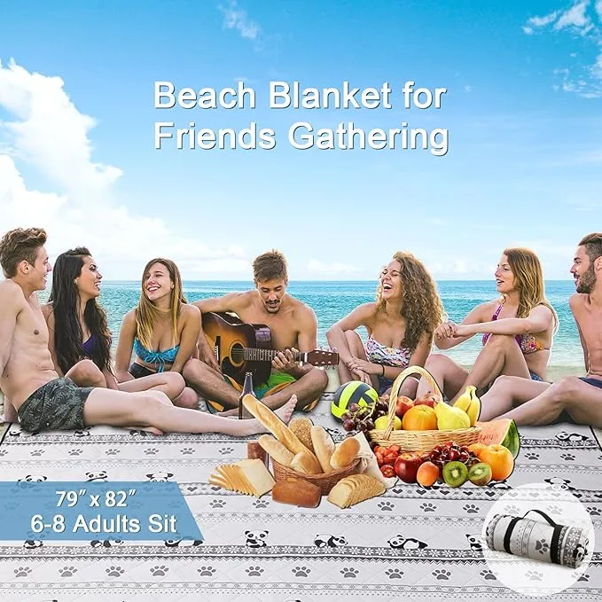 Picnic Blanket Extra Large(79" x 82"), 3-Layer Thickening Camping Blanket, Machine Washable Outdoor Blanket, Wear-Resistant, Soft and Comfortable, Sandproof Beach Mat for Beach, Park, Lawn