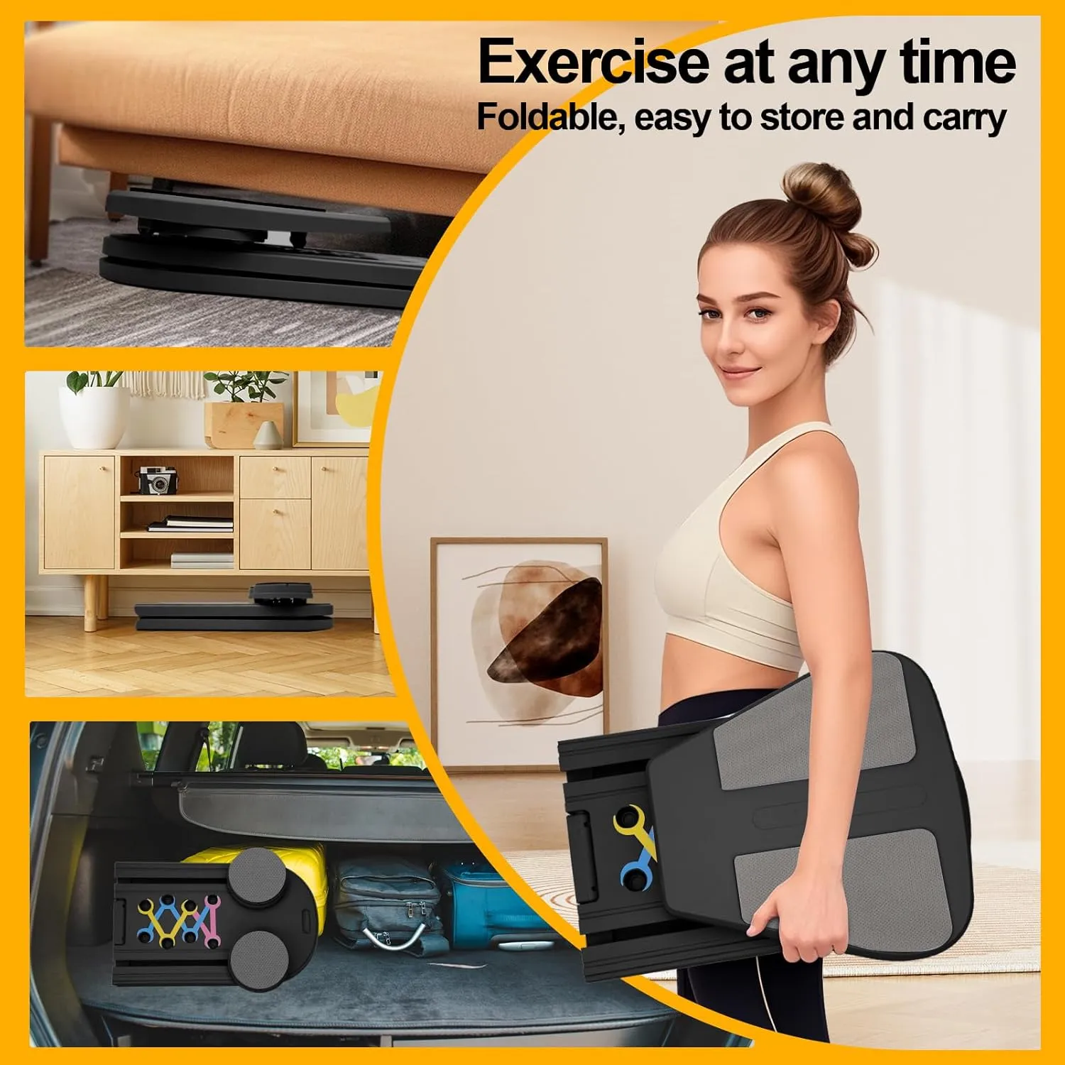 Pilates Reformer Board Set for Home Workout, Multifunctional Portable Foldable Pilates Board for Small Spaces, Extra Complimentary Tension Straps, Full Body Workout for Women/Men