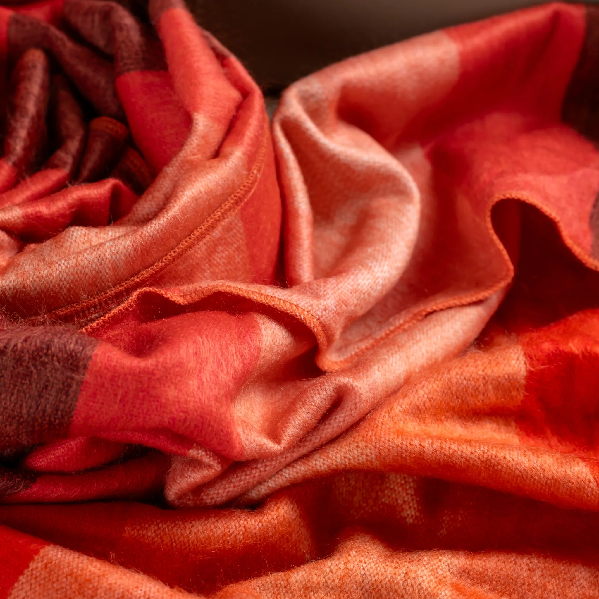 PNW Sunset Ridge Throw Alpaca Blanket - Striped - Brushed Alpaca Throw Blanket