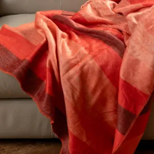PNW Sunset Ridge Throw Alpaca Blanket - Striped - Brushed Alpaca Throw Blanket