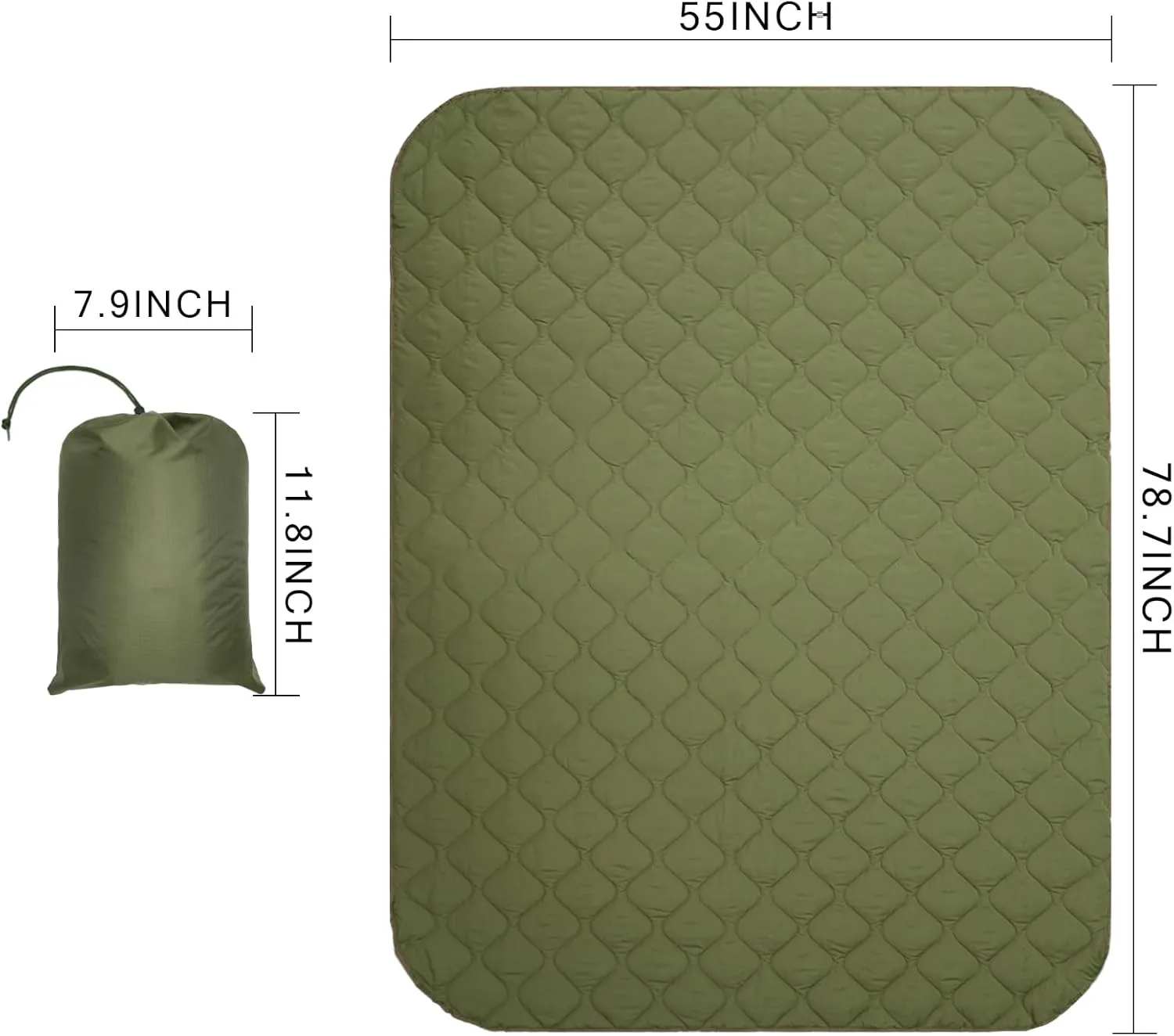Poncho Liner Military Insulation Outdoor Camping Blanket for Travel, Beach, Grass, Picnic, Car Emergency, Outdoor, Survival