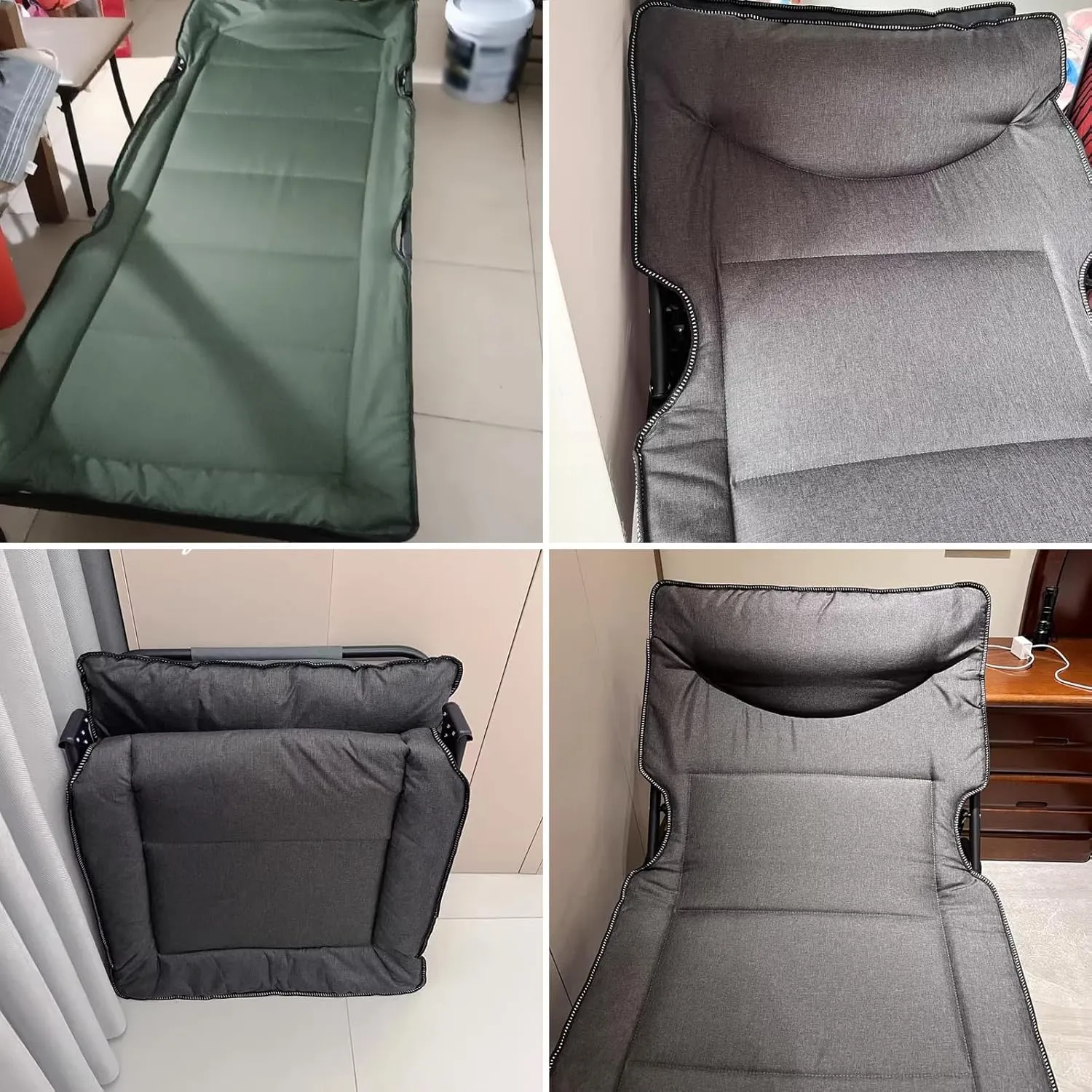 Portable Bed for Adults Camping, High-Density Cotton Stable Load-Bearing Adjustable, Folding Cots for Adults, for Home Outdoor Travel(Green,170 * 56CM)