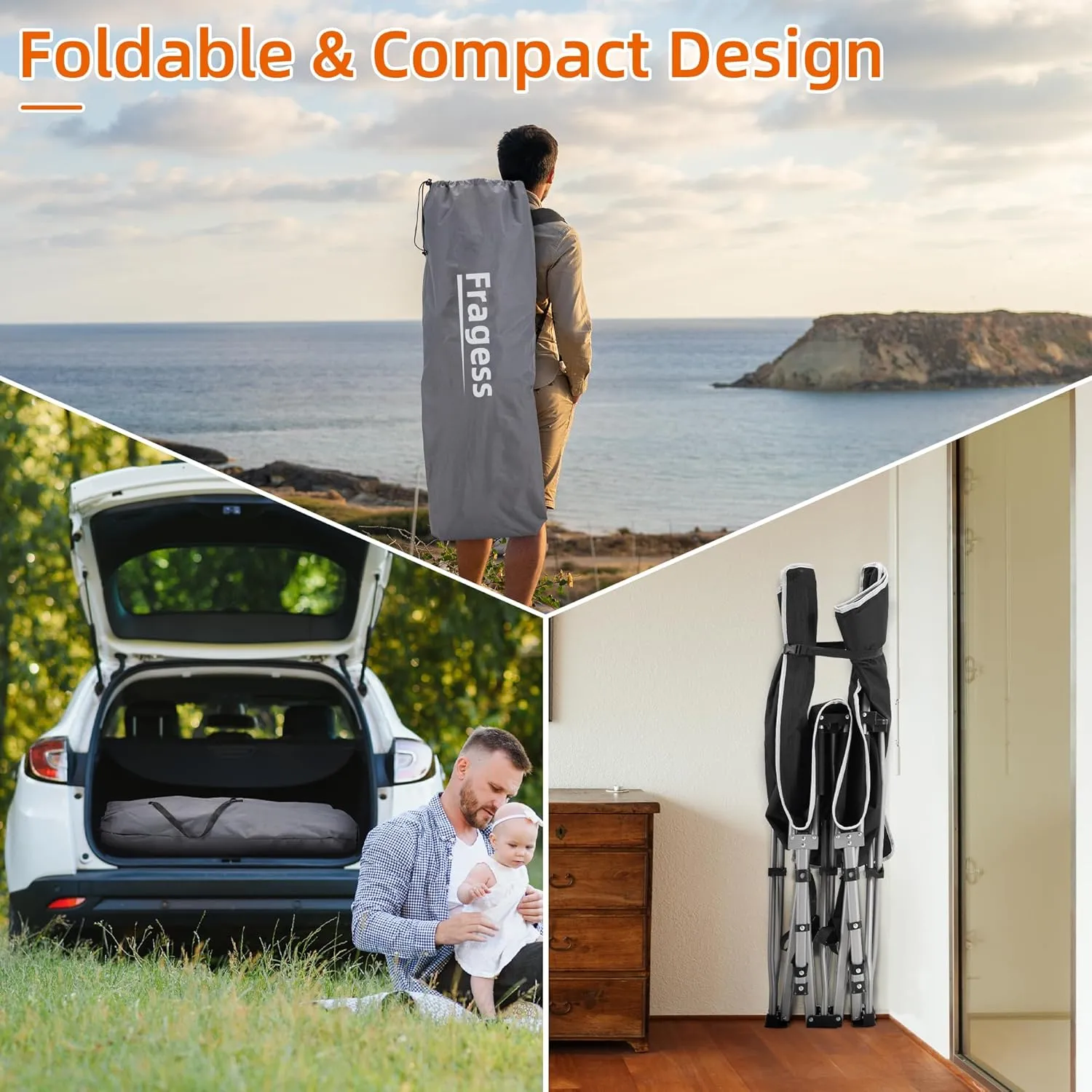 Portable Camping Cot, Sleeping Cots for Adults, 28" Extra Wide Folding Cot Max Load 600LBS with Thick Mattress, Portable Camping Bed for Outdoor Camp/Office, Home Nap (Black Grey)