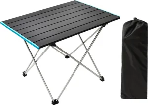 Portable Camping Folding Table, Compact Lightweight Aluminum Picnic Tables, Fold Up Camping Tables with Carry Bag, for Outdoor, Picnic, Cooking, Beach, Hiking (Color : Black, Size : Medium)