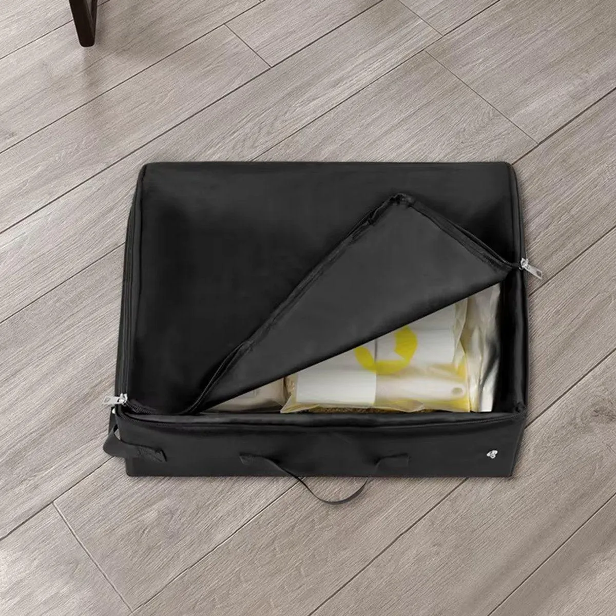 Portable Collapsible Travel Litter Box with Lid Foldable Fabric Litter Pan Bag