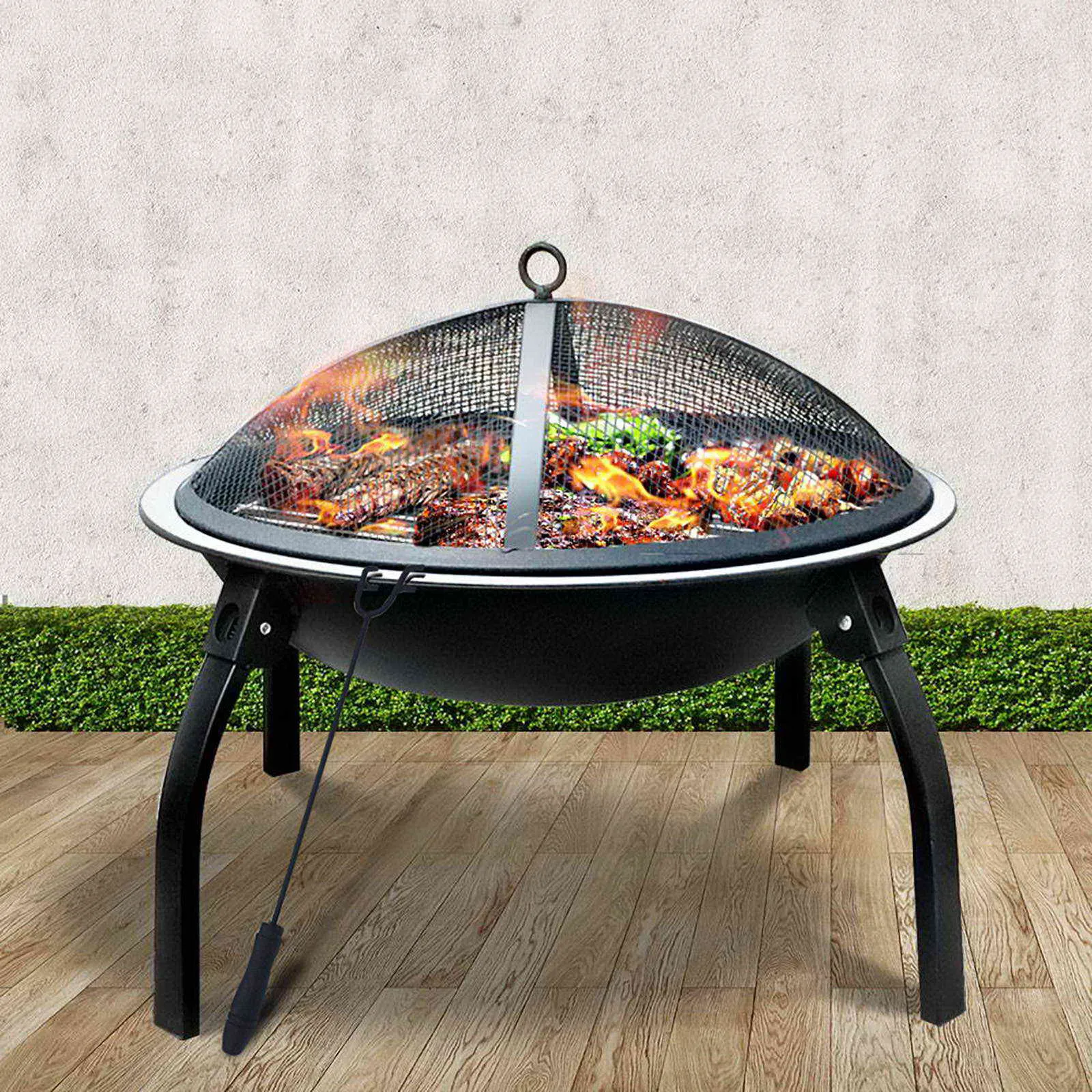 Portable Fire Pit, BBQ, Charcoal Smoker 22"