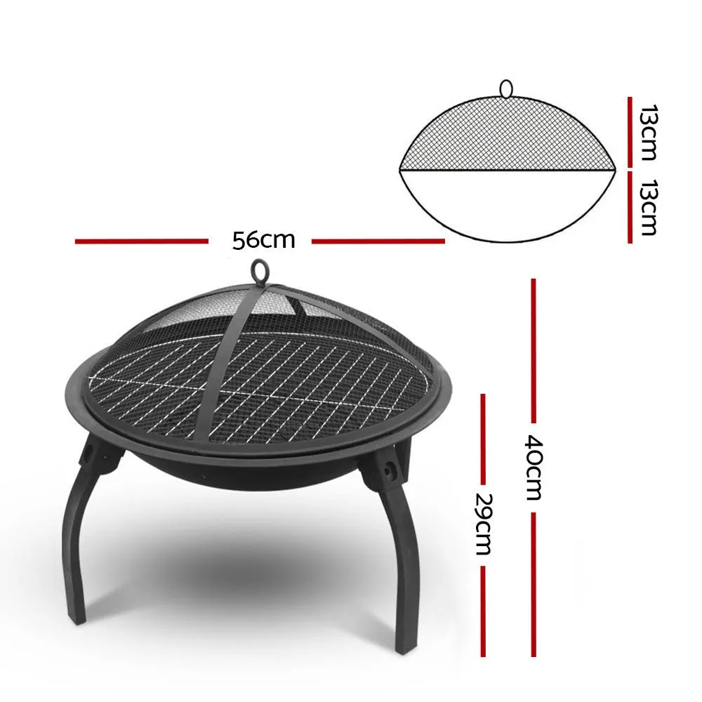 Portable Fire Pit, BBQ, Charcoal Smoker 22"
