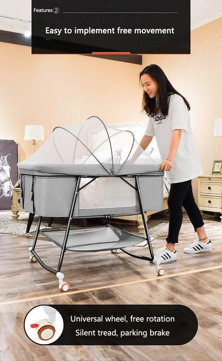 Portable Foldable Baby Crib with Mosquito Net - Infant Travel Bed