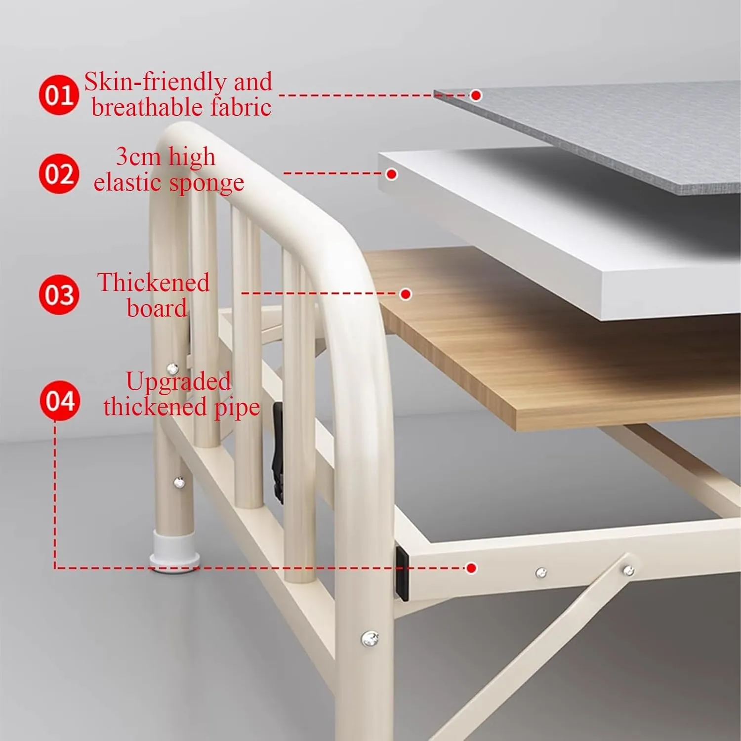 Portable Folding Bed with Mattress for Students at Home, Foldable Cots for Sleeping Comfortable, Portable Foldable Roll Away Adult Bed for Guest Various Sizes(100cm), IBIAHYSLI-100CM