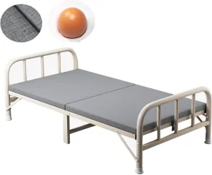 Portable Folding Bed with Mattress for Students at Home, Foldable Cots for Sleeping Comfortable, Portable Foldable Roll Away Adult Bed for Guest Various Sizes(100cm), IBIAHYSLI-100CM