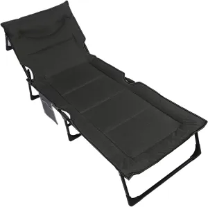Portable Folding Cot with Backrest, Comfortable Support, Breathable Fabric for Camping, Beach, Office, Emergency Use