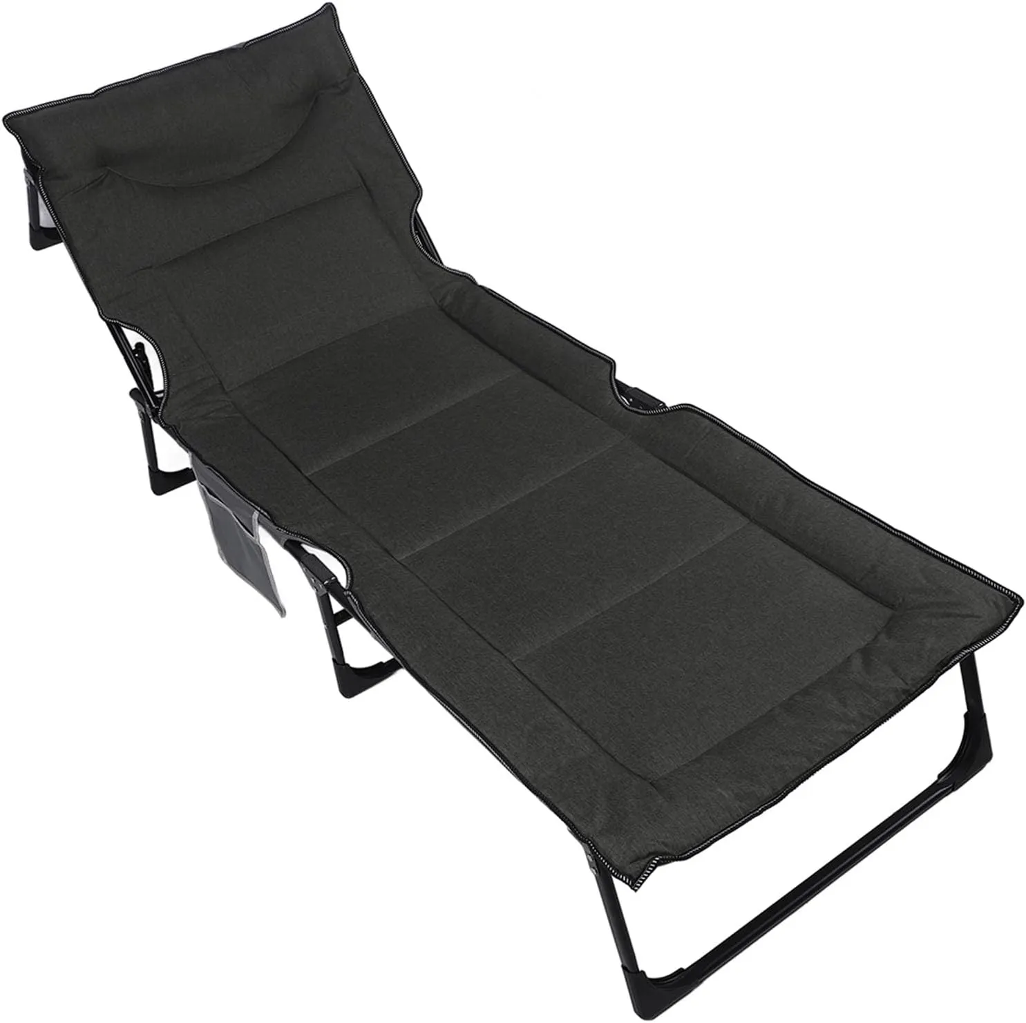 Portable Folding Cot with Backrest, Comfortable Support, Breathable Fabric for Camping, Beach, Office, Emergency Use