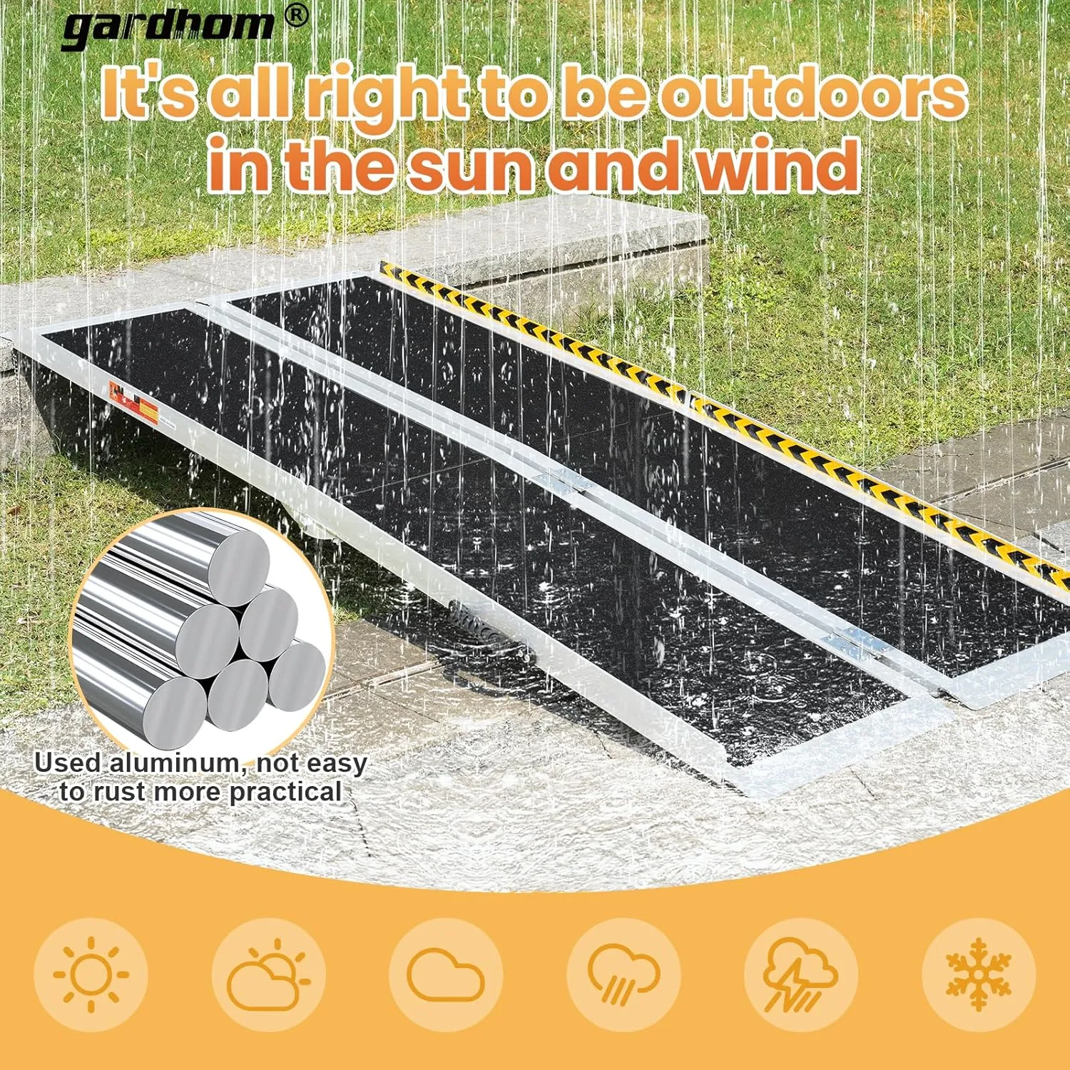 Portable Ramp 6FT, gardhom Non Skid Aluminum Folding Wheelchair Ramp Handicap Ramp Wheel Chair Ramps for Home Entrance Threshold Doorways Stairs Curbs Scooter