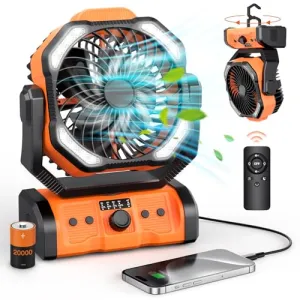 Portable Rechargeable Camping Fan-20000mAh Cordless Battery Powered Tent Fans