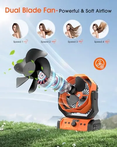 Portable Rechargeable Camping Fan-20000mAh Cordless Battery Powered Tent Fans
