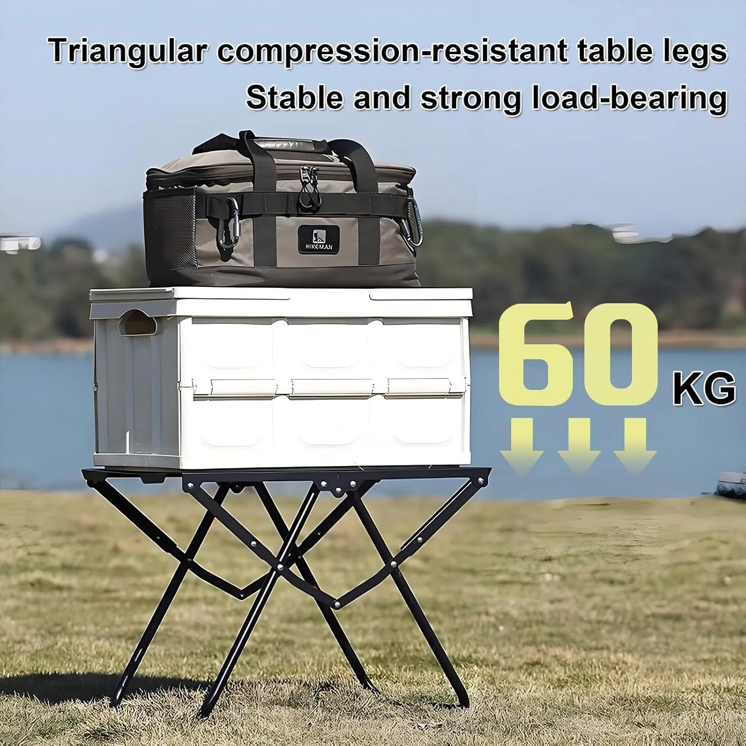 Portable Tables Folding 2pcs, Carbon Steel Folding Picnic Table with Corner Plate   Light Stand   Storage Bag, DIY Combination Camping Grill Table for Indoor and Outdoor Use, Green