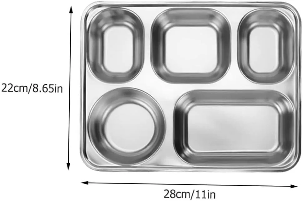PRETYZOOM Thickened Fast Food Tray Stainless Steel Plate Snack Plate for Camping Hiking